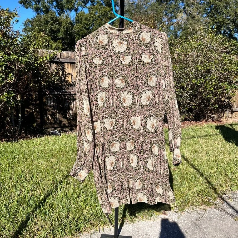 Morris & Co x PAIGE Vittoria Pimpernel 100% Silk Mini Dress Size L - Picture 4 of 12